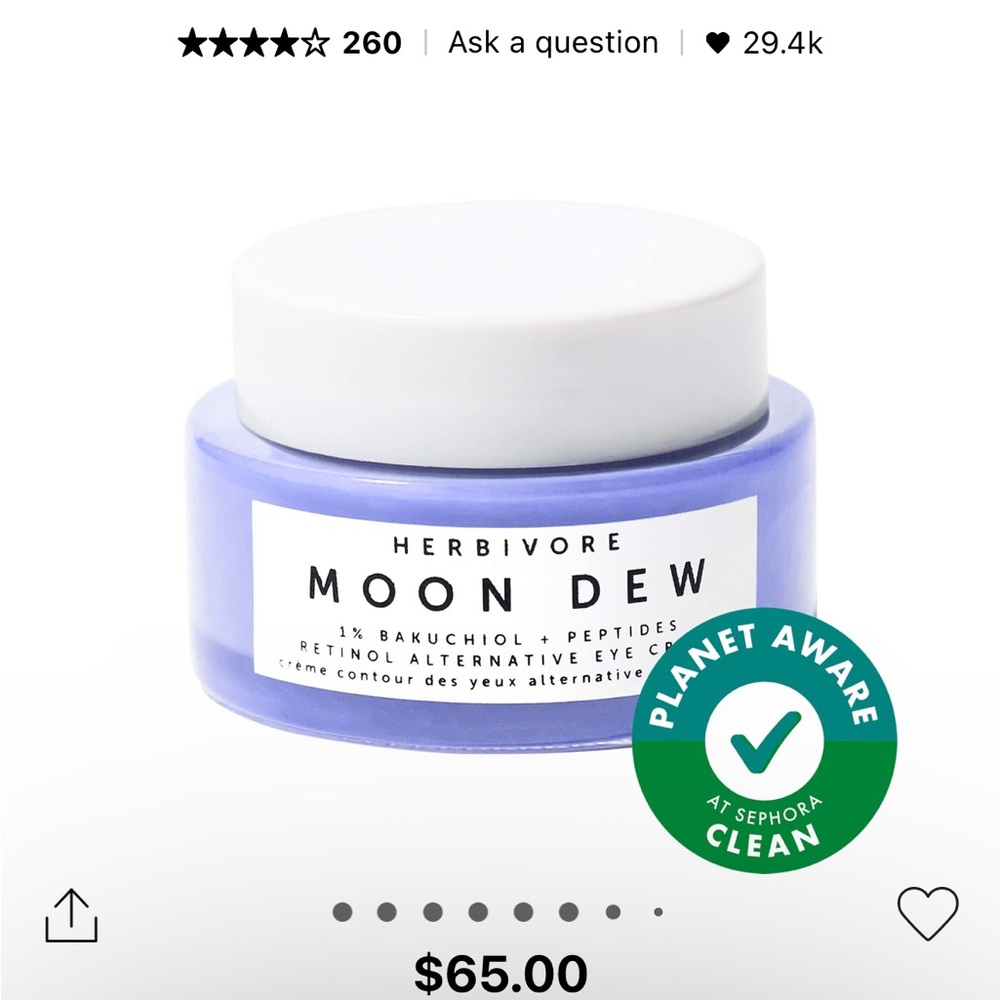Herbivore moon dew eye cream retinol alternative